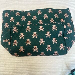 Vera Bradley Green and Pink Teddy Bear Shoulder Bag